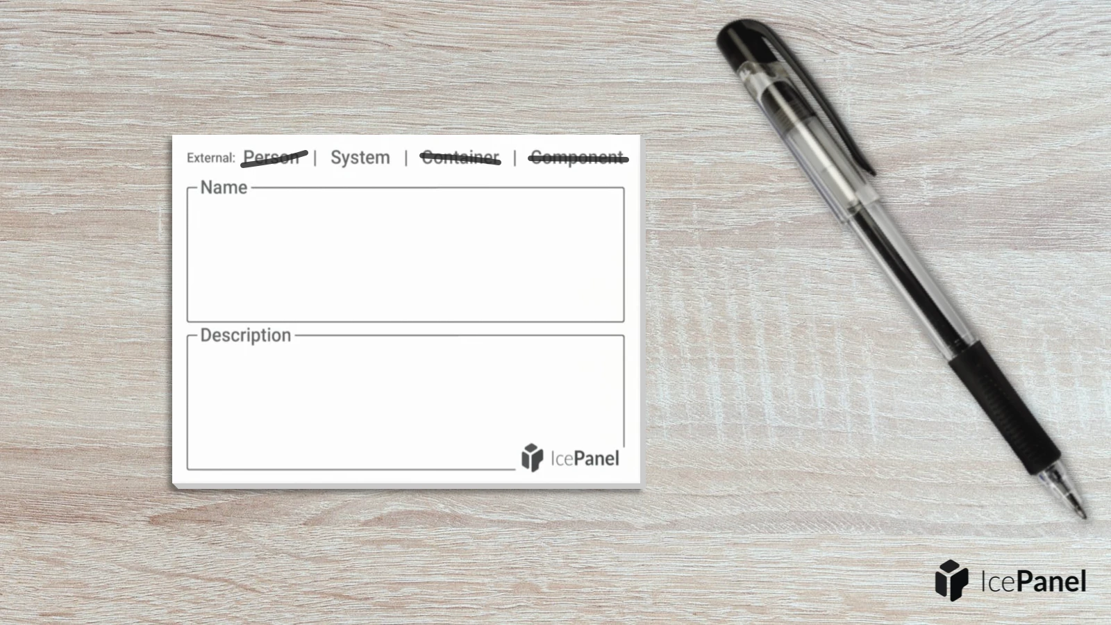 An example of external C4 model sticky notes