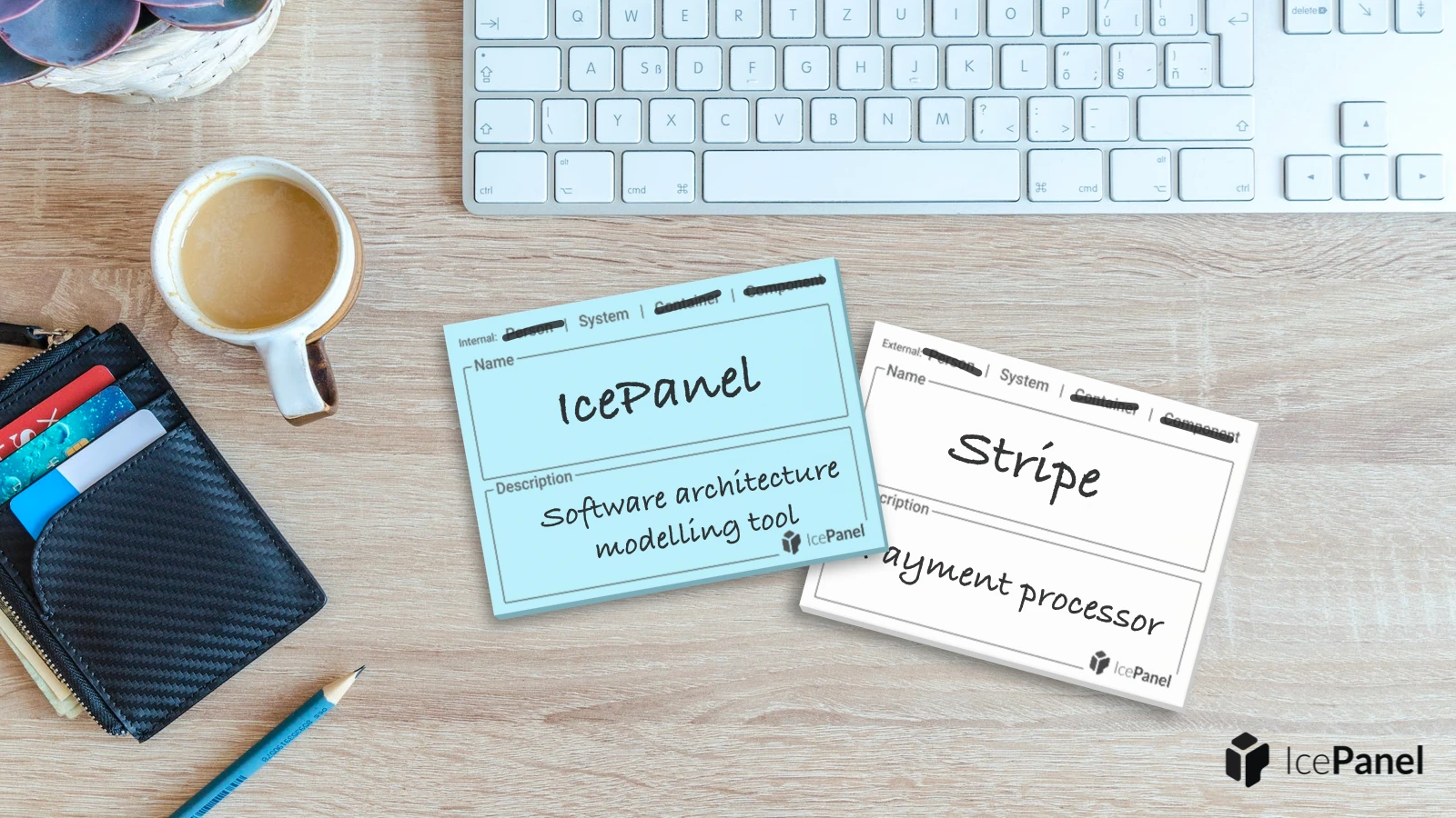 An example of filled C4 model sticky notes